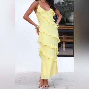 Yellow Maxi Ruffle Dress